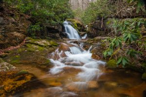 A long exposure photography of the Blue Hole waterfall in Cartery County, TN.