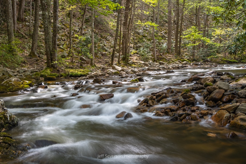 A photo of the Laurel Fork along the Appalachian Trail as it winds its way through the Cherokee National Forest near Hampton, TN.