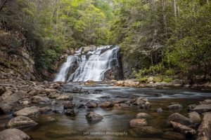 A photo of the 40 foot tall and 50 foot wide Laurel Falls off of the Appalachian Trail in Hampton, TN.