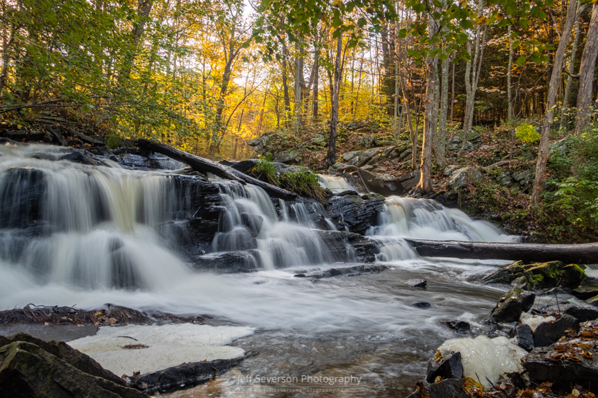 A photo of an unnamed waterfall of Black Creek as it winds through the Black Creek State Forest in Highland, NY.