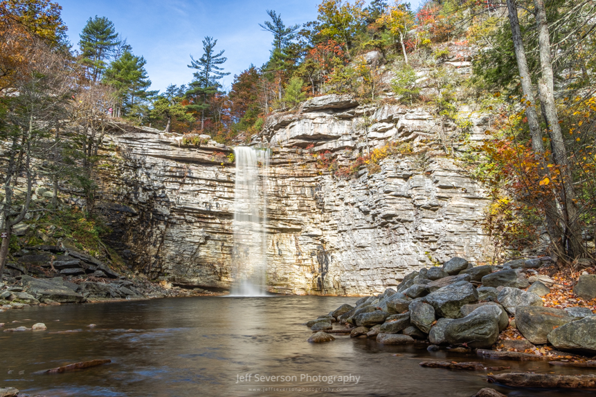 A photography of the nearly 60 foot Awosting Falls on an October morning at Minnewaska State Park in Kerhonkson, NY.