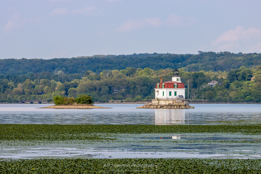 A photo of the Hudson River's Esopus Lighthouse on an August evening.
